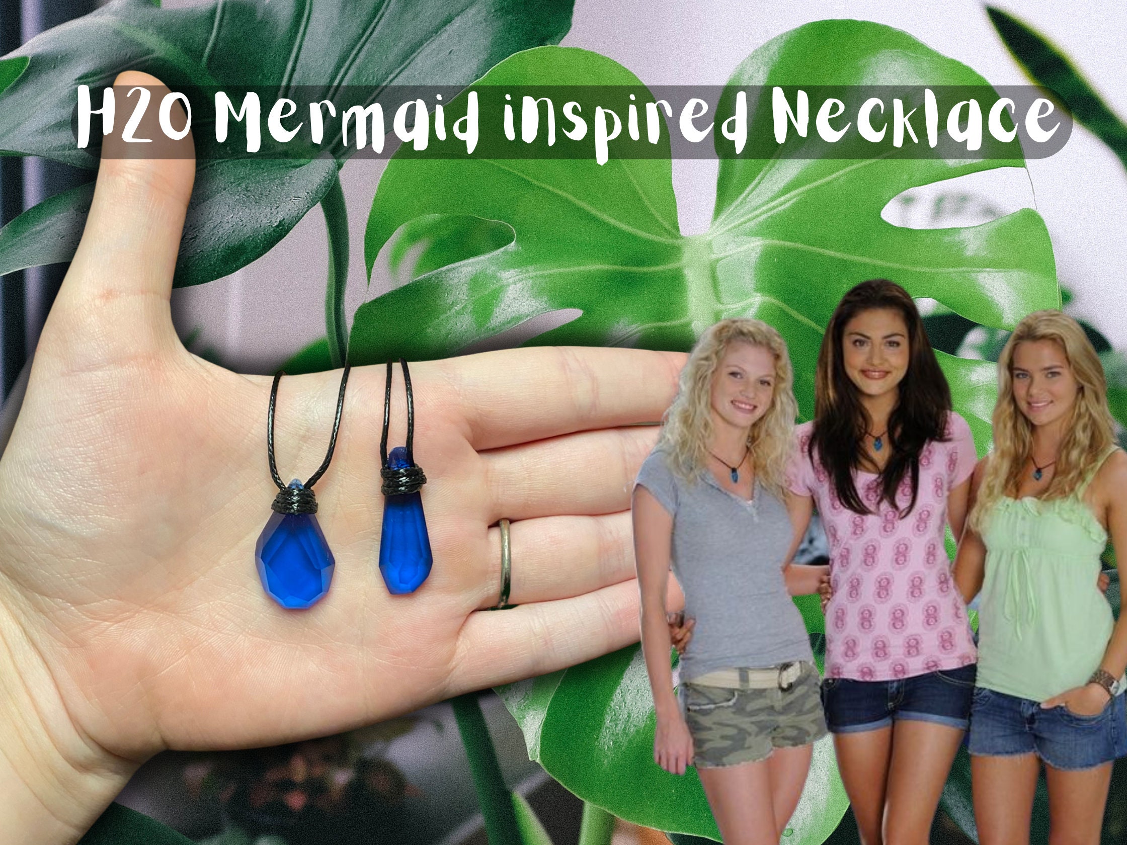 H20 Just Add Water Mako Mermaids Moon Pool Glow Style Ring Mermaid Necklace  H2O