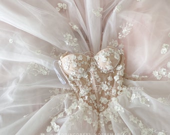 Akura/ Blush wedding dress, Corset wedding dress, Exclusive handmade wedding dress,