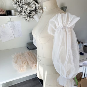 Detachable wedding sleeves,off shoulder sleeves detachable,tulle wedding sleeves, bridal puffy sleeves, removable bridal sleeves image 6
