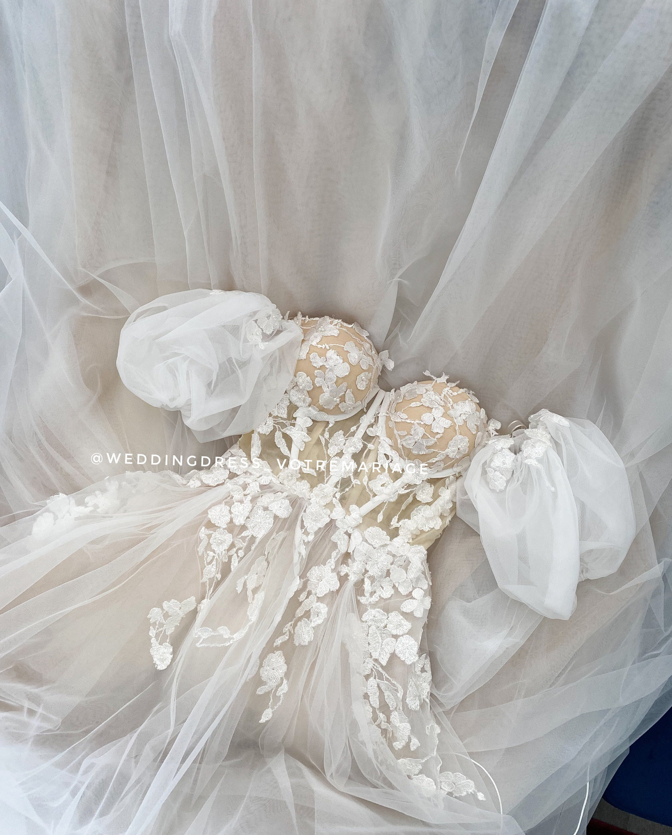 Dora/puff Sleeves Wedding Dress Wedding Dress off Shoulder - Etsy