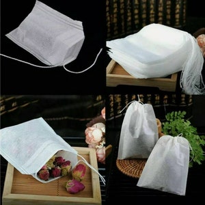 10 sacs réutilisables en mousseline de coton avec cordon de serrage Savon de bain Herbes de bain Thé Épice Pot-pourri image 4