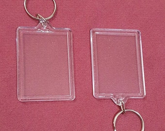 2 x Blank Keyring Acrylic Plastic Passport Photo Key Rings Craft Picture UK