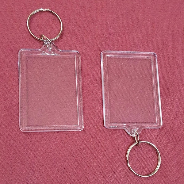 2 x porte-clés vierges en plastique acrylique, photo passeport, porte-clés Craft Picture Royaume-Uni