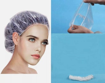 10 Disposable Showers Bath Caps Bathing Elastic Clear Hair Care Hat Cap