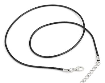 UK Based! 2 black x Leather Necklace Cord with Lobster Clasp, DIY Jewelry Making