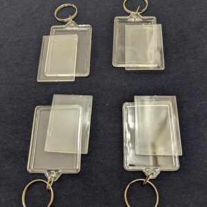 4 x 空白キーリング アクリル プラスチック パスポート写真キーリング クラフト ピクチャー 英国