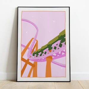 Retro Wall Art | Roller Coaster | Wall Decor | Digital Download Print | Downloadable Prints | Printable Art