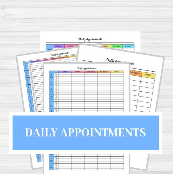 Daily Appointments Colorful Printable | Editable Appointment Sheet | Instant Download- US Letter