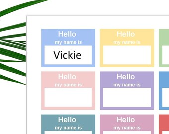 Hello My Name is Printable Name tags- PDF- Instant Download- US Letter