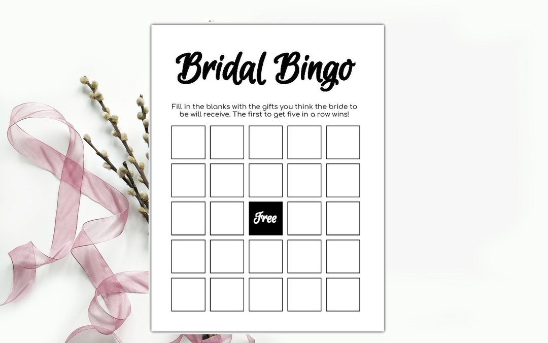 Bridal Bingo Printable Bridal Shower Games Blank Bingo INSTANT DOWNLOAD ...