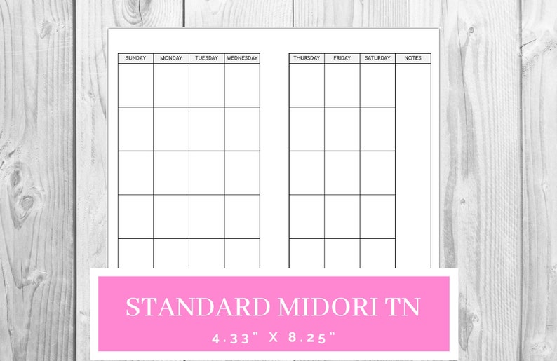 Standard Midori TN Monthly Planner Printable INSTANT | Etsy