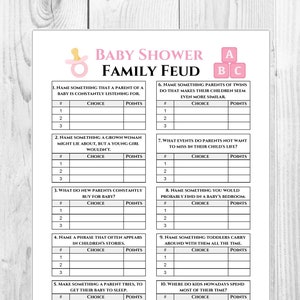 Baby Shower Family Game | Party Game Printable | Family Games | Printable Games | Instant Download