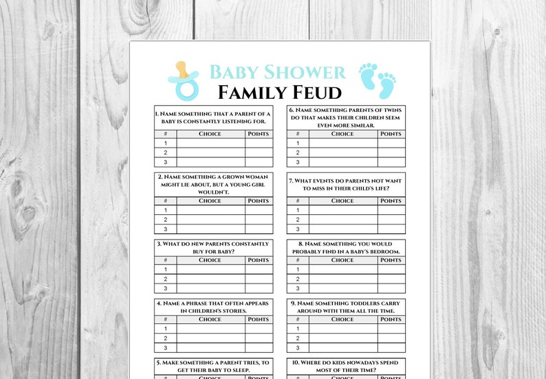 baby shower family feud printable baby shower family feud printable