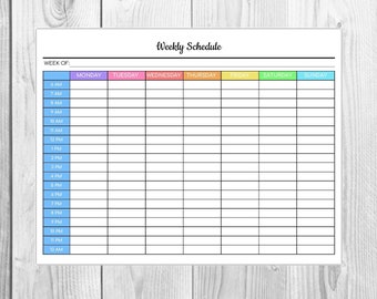 weekly hourly planner printable etsy