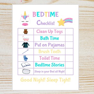 Kids Routine Unicorn Morning/bedtime Checklist Printable | Chore Chart ...