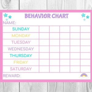 Kids Behavior Chart Printable Chore Chart Sticker Chart - Etsy