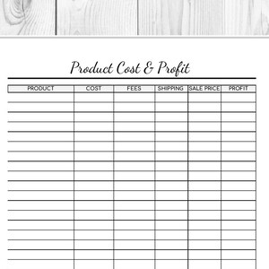 Product Cost and Profit Printable Editable Instant Download Profit ...