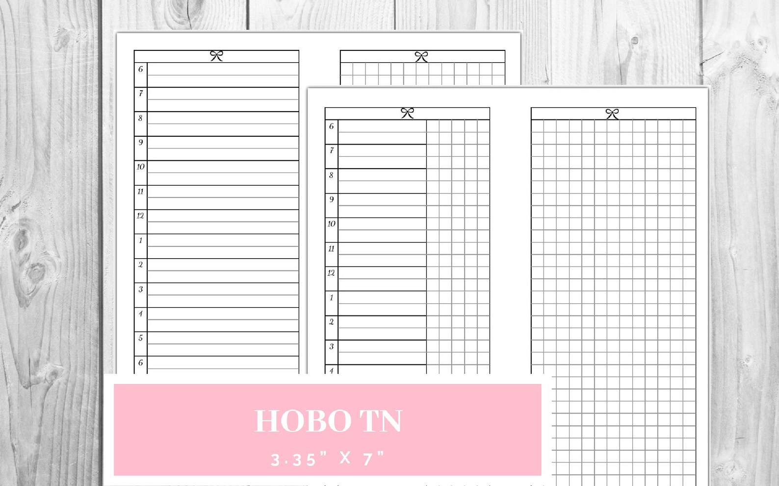 Hobo Weeks TN Hourly Planner Inserts Printable Hobonichi Etsy