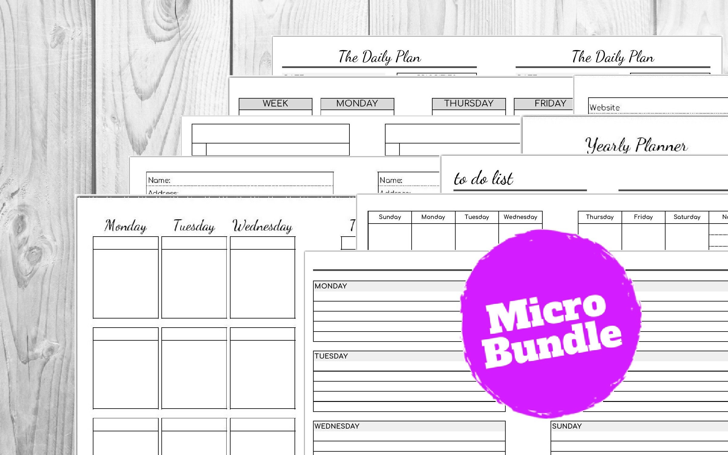 Micro Bundle Printable Planners-instant Download - Etsy