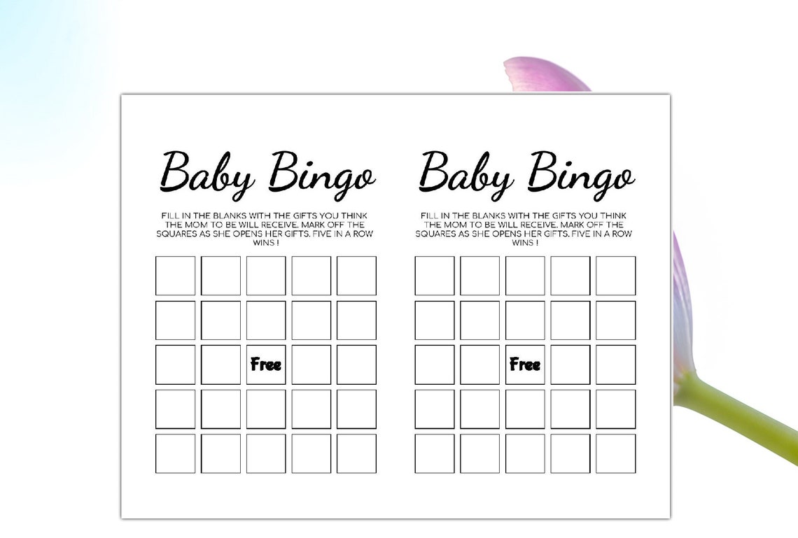 Baby Bingo Printable Baby Shower Games Blank Bingo Etsy