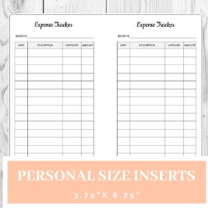 Personal Size Expense Tracker Printable Daily Spending | Etsy