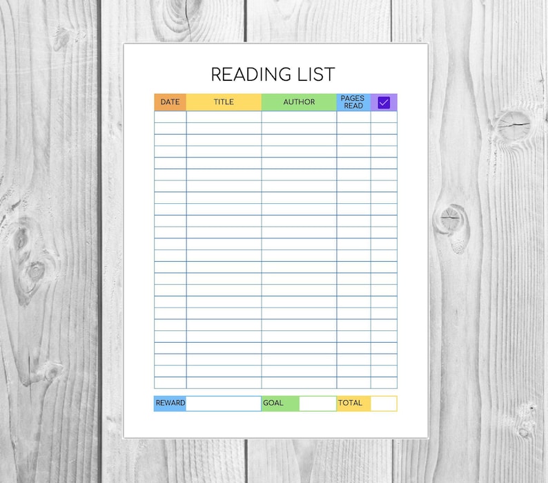 Reading List Printable Book Log Reading List Kids | Etsy
