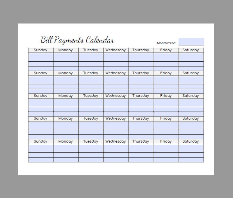 Monthly Bill Template Free Printable Calendar Inspiration Design 33