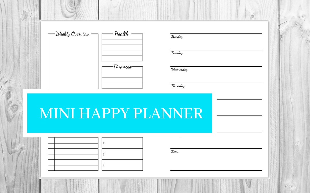 Happy Planner Mini Weekly Overview Daily Planner Inserts Etsy