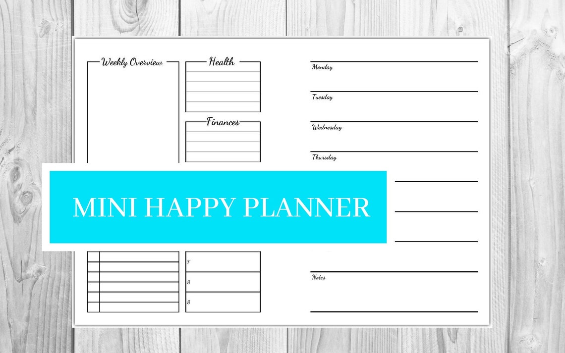 Happy Planner Mini Weekly Overview Daily Planner Inserts Etsy