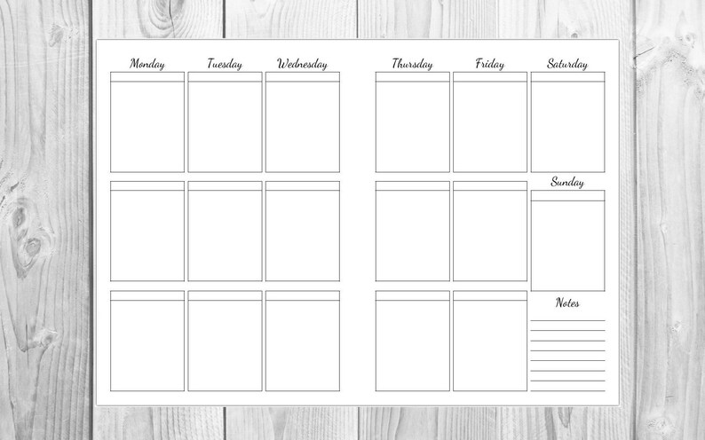 B6 Rings Weekly Planner Box Planner Inserts Printable Week - Etsy
