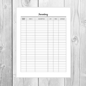 Inventory Printable Editable Product Inventory Etsy | Etsy