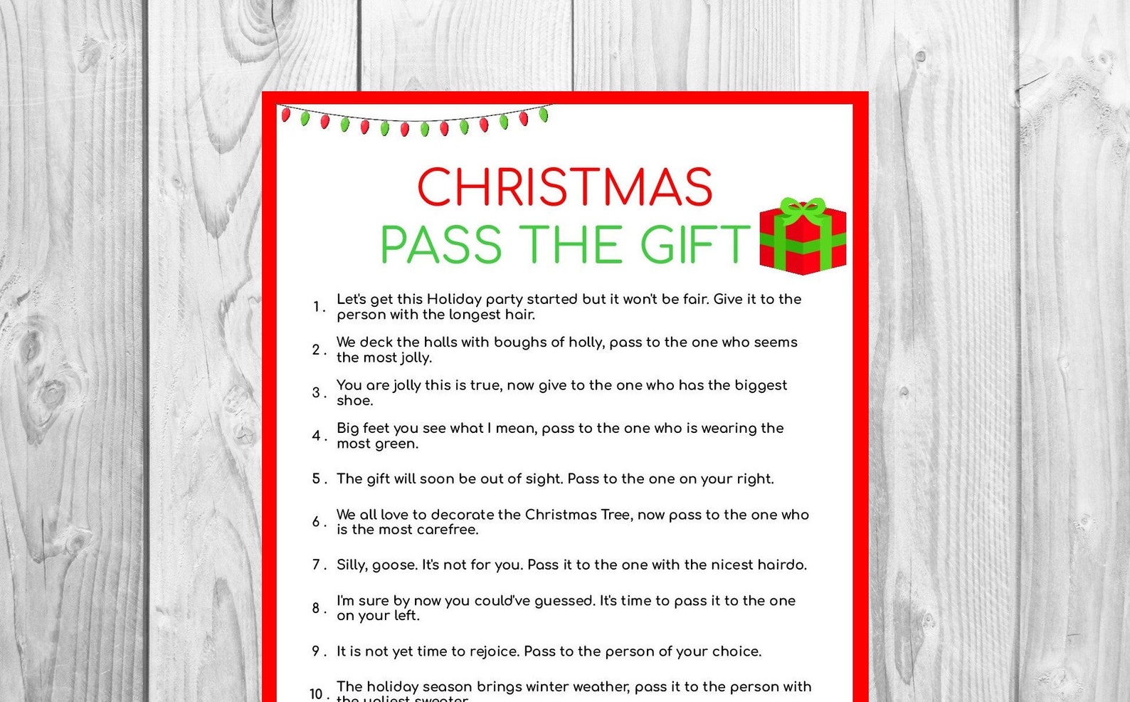 Christmas Pass the Gift Game Printable Christmas Games Etsy Christmas Pass the Gift Game Printable Christmas Games Etsy