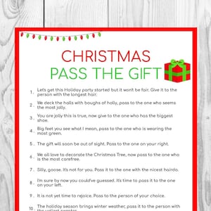 Christmas Pass the Gift Game Printable | Christmas Games | Family Games | Printable Games | Instant Download