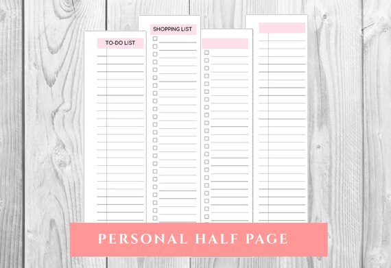 Personal Size Half Page Printable Shopping List To-do List | Etsy