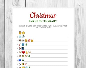 Christmas Song Emoji Pictionary | Xmas Games | Christmas Games |Holiday Game Printable | Family Games | Printable Games | Instant Download