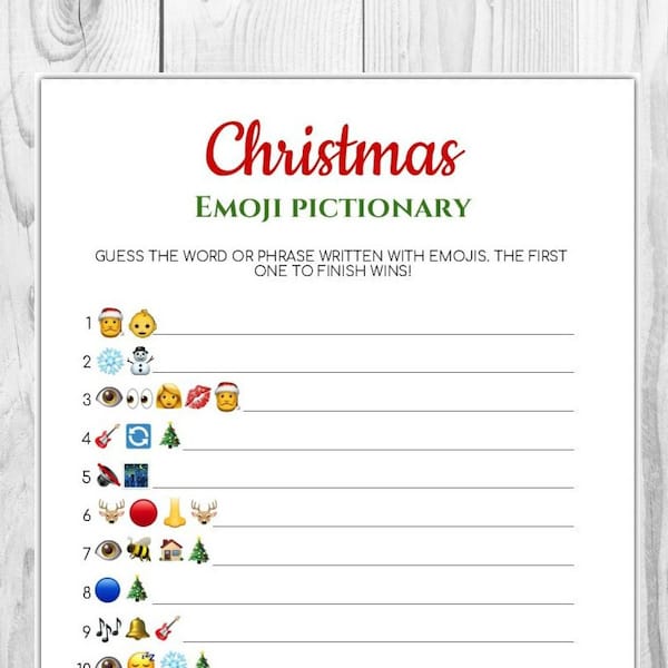 Christmas Song Emoji Pictionary | Xmas Games | Christmas Games |Holiday Game Printable | Family Games | Printable Games | Instant Download
