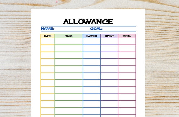 kid allowance tracker savings tracker kids money printable allowance tracker