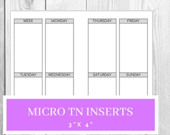 Micro TN Weekly Planner- Wo2p- Printable Planner- Week on Two Pages-Instant Download