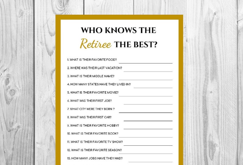 Retirement Party Game Printable Who Knows the Retiree What ...