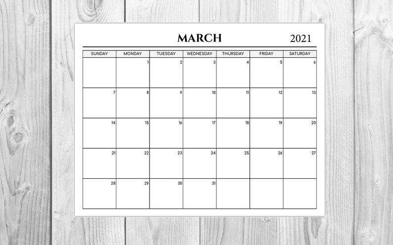 2021 calendar 12 month calendar printable calendar desk etsy