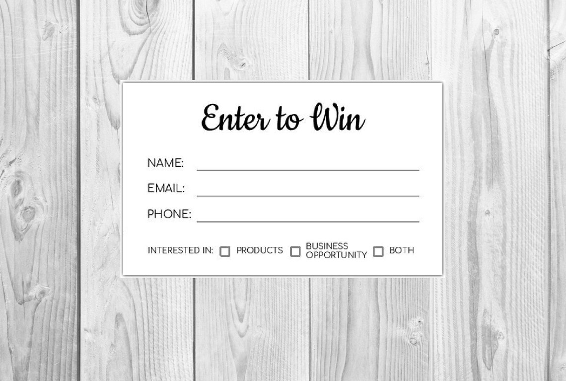Enter To Win Template Pdf