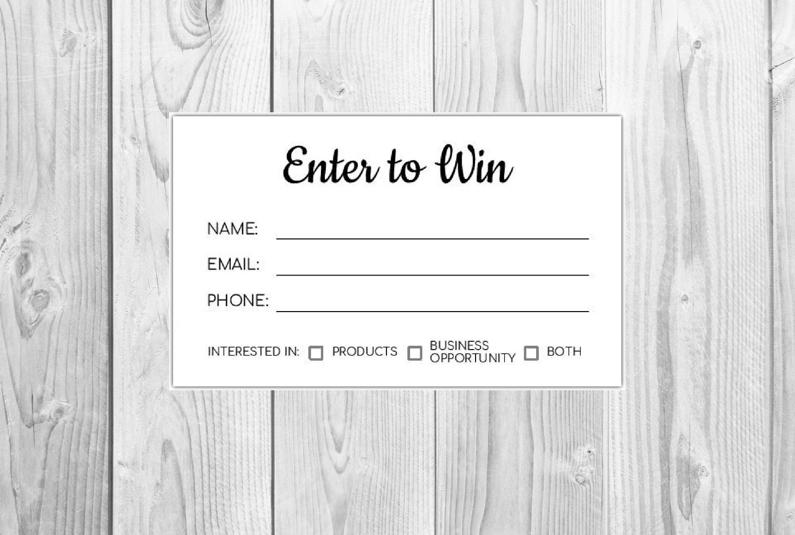 Printable Enter To Win Template Word