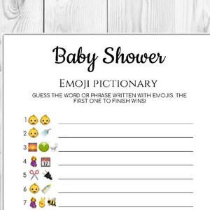 Baby Shower Emoji Pictionary Baby Shower Game Printable Baby Shower ...