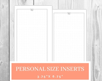 Personal Size Bow Dot Grid | Bujo Insert | Bullet Journal Printable | 3.75 x 6.75 inches Filofax Instant Download