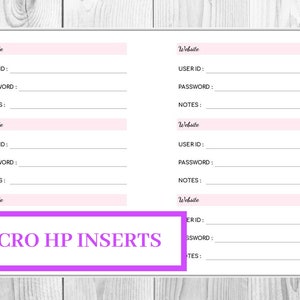 Micro HP Pink Password Tracker Printable Internet Passwords - Etsy