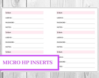 Micro HP Pink Password Tracker Printable- Internet Passwords- Username Keeper- Instant Download