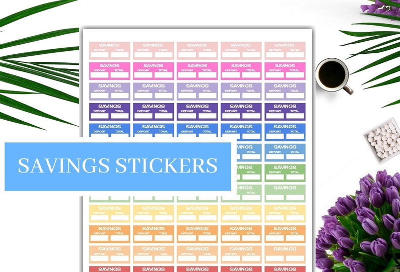 Savings Stickers Erin Condren Budget Stickers Finance Stickers Instant Download image 1