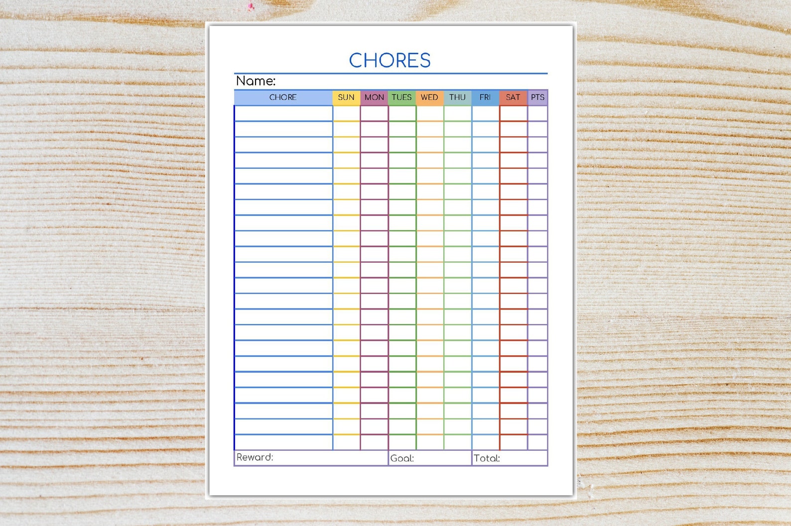 Chore List Editable Chore Chart-kids Chores Printable instant - Etsy