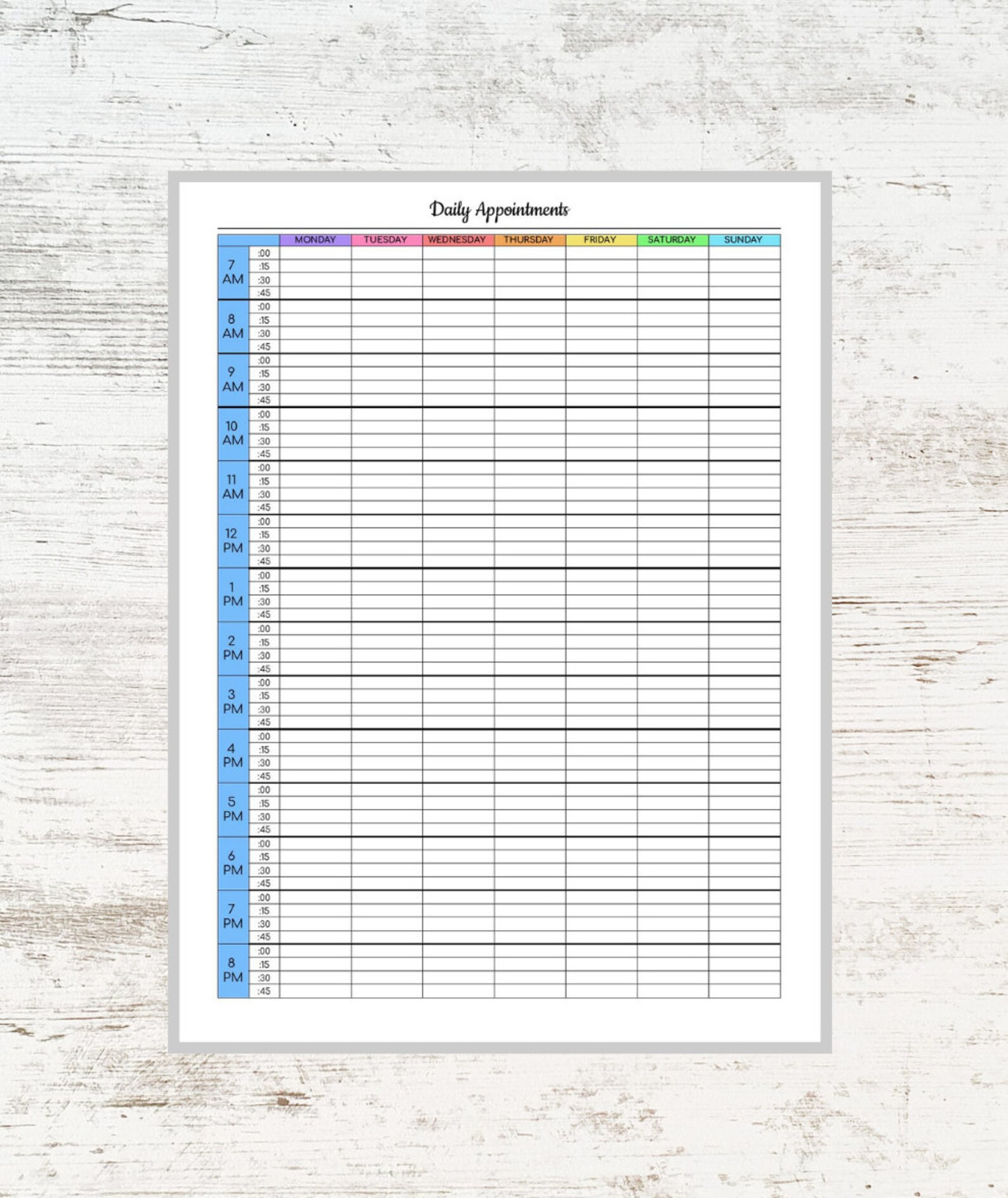 Daily Appointments Colorful Printable Editable Appointment - Etsy