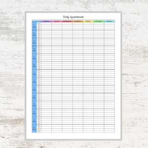 Daily Appointments Colorful Printable Editable Appointment - Etsy